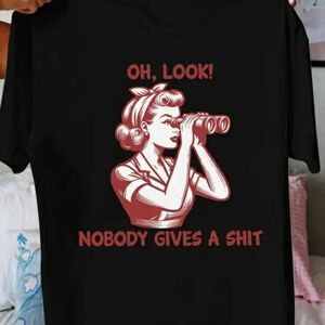 Black Graphic T-Shirt with Red Print